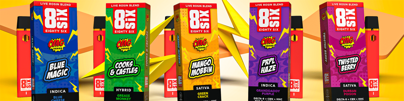 OMG Series - Live Rosin Disposable Vapes & Gummies - Eighty Six Group