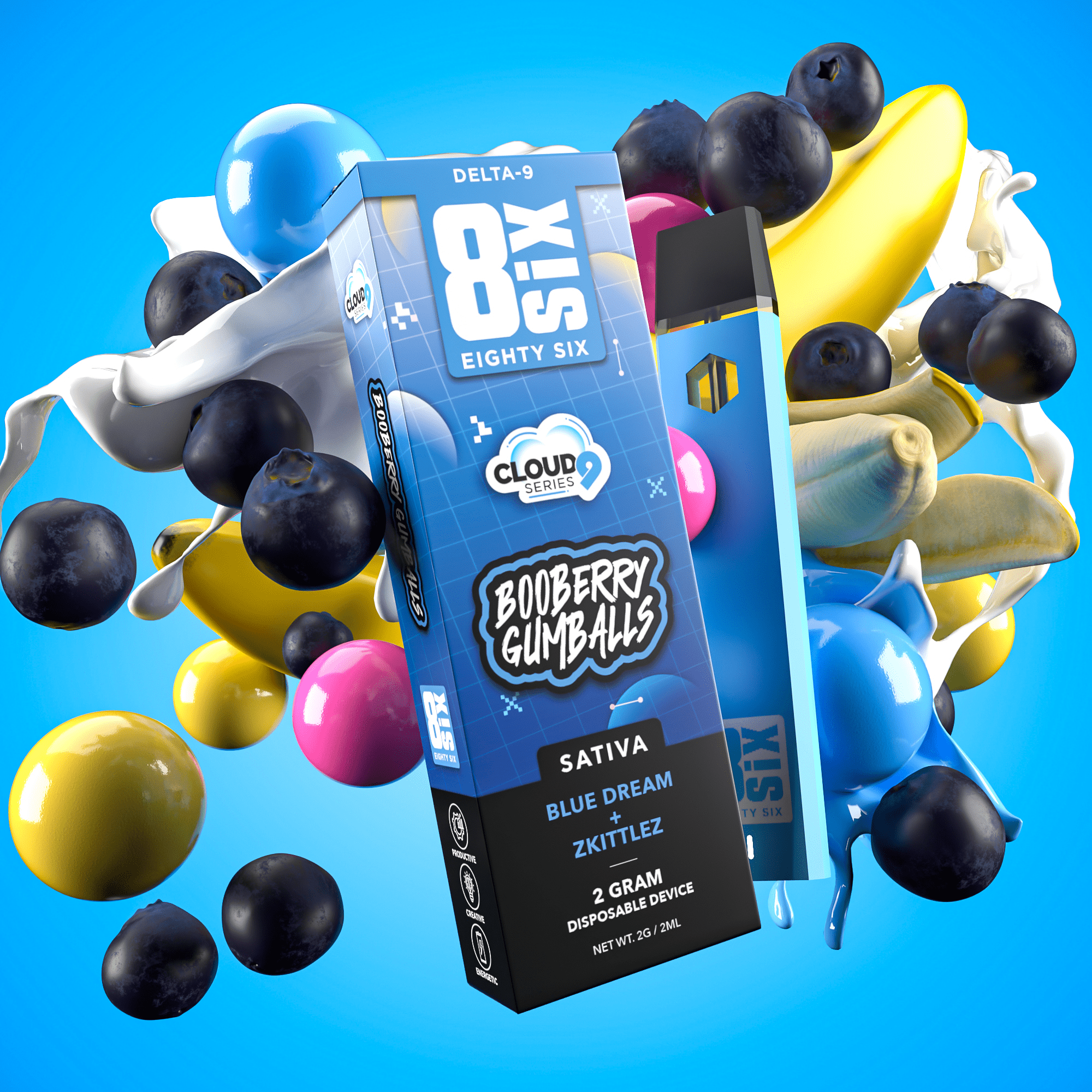 Booberry Gumballs Delta-9 THC 2G Disposable Vape (Blue Dream)