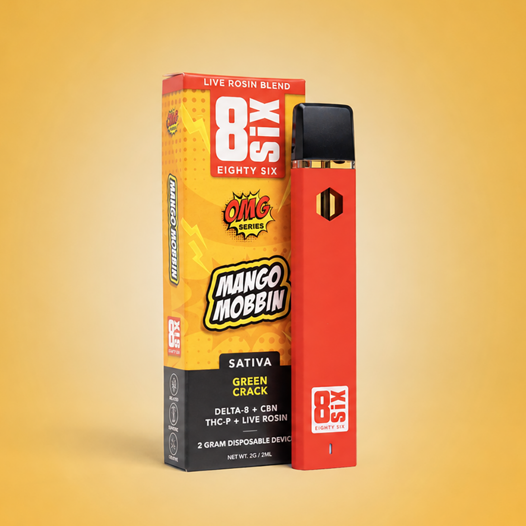Mango Mobbin' Live Rosin Blend 2G Disposable Vape (Green Crack)