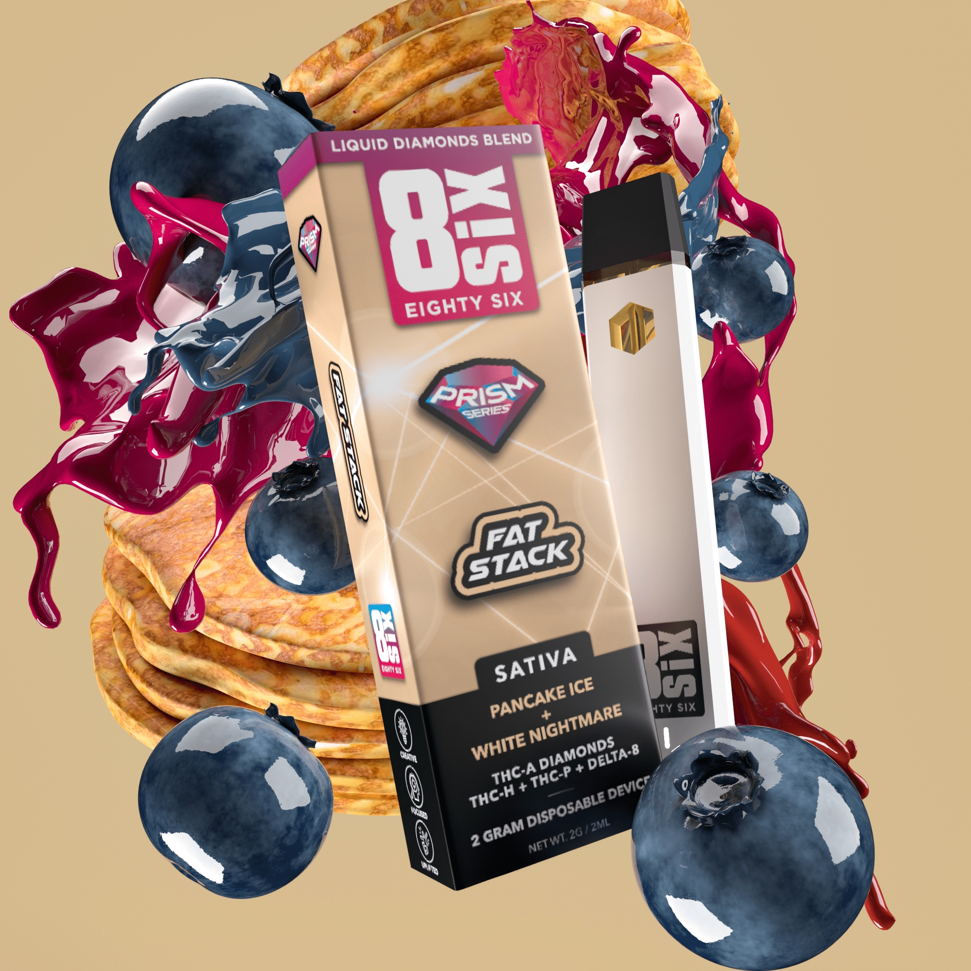 Fat Stack THCa Liquid Diamonds 2G Disposable Vape (Pancake Ice)