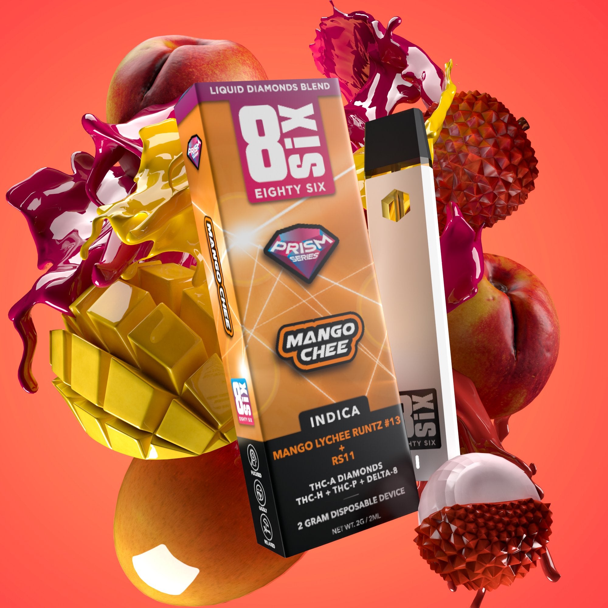 Mango Chee THCa Liquid Diamonds 2G Disposable Vape (Mango Lychee Runtz)