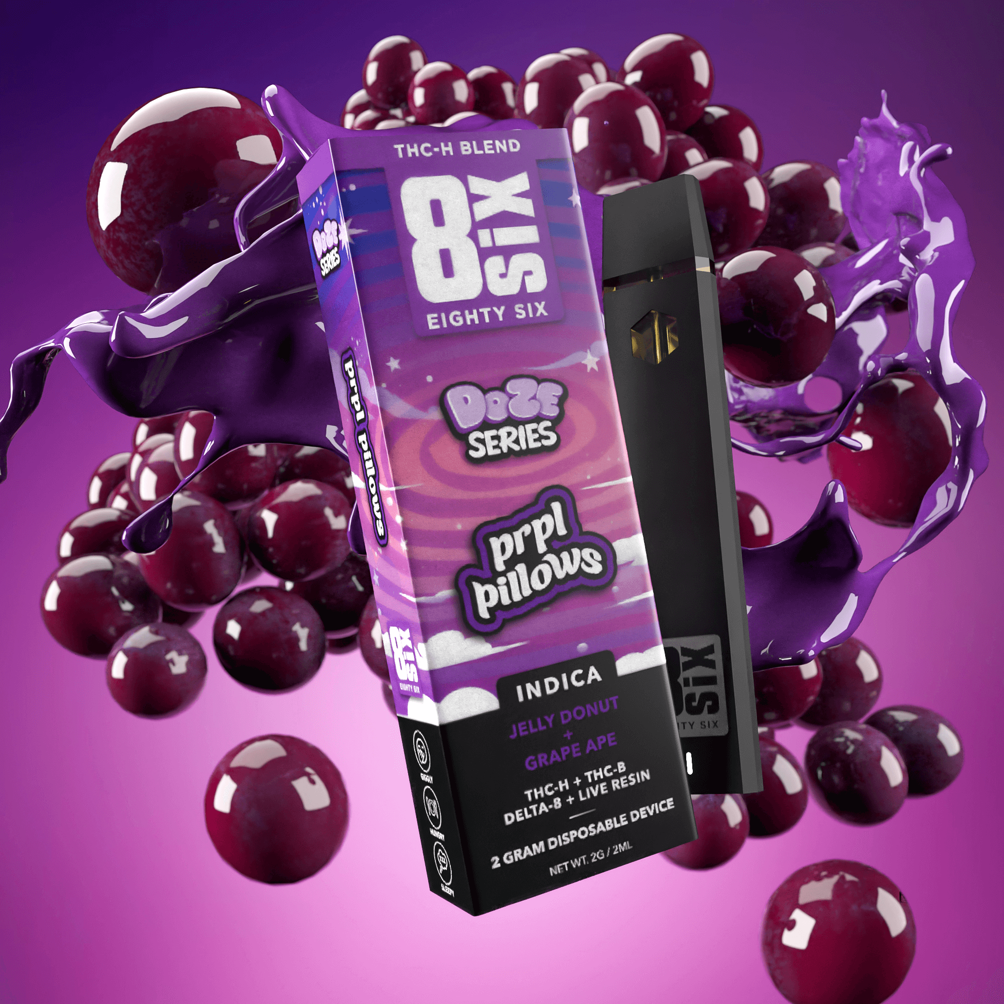 PRPL Pillows THCh 2G Disposable Vape (Jelly Donut)