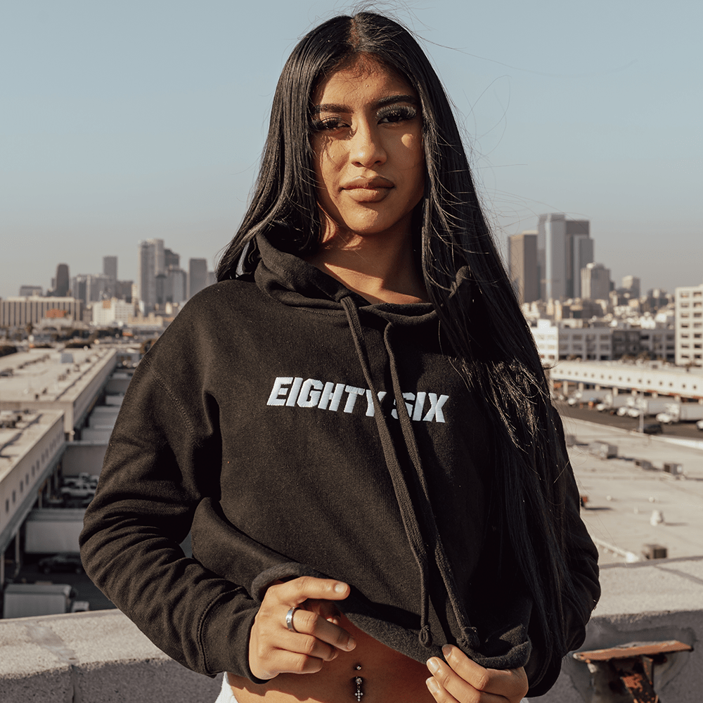86 Cropped Hoodie (Black)