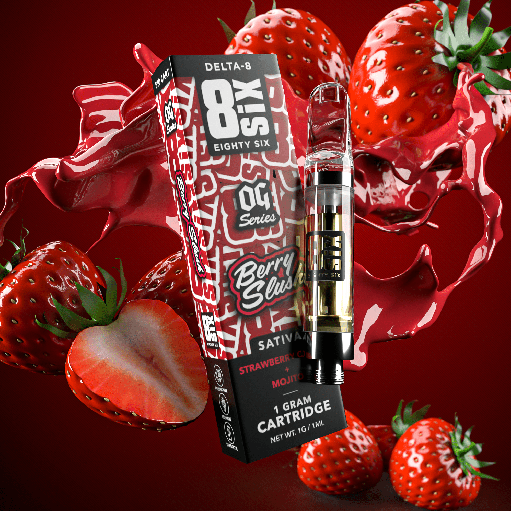 Berry Slush Delta-8 THC Vape Cartridge (Strawberry Cough)