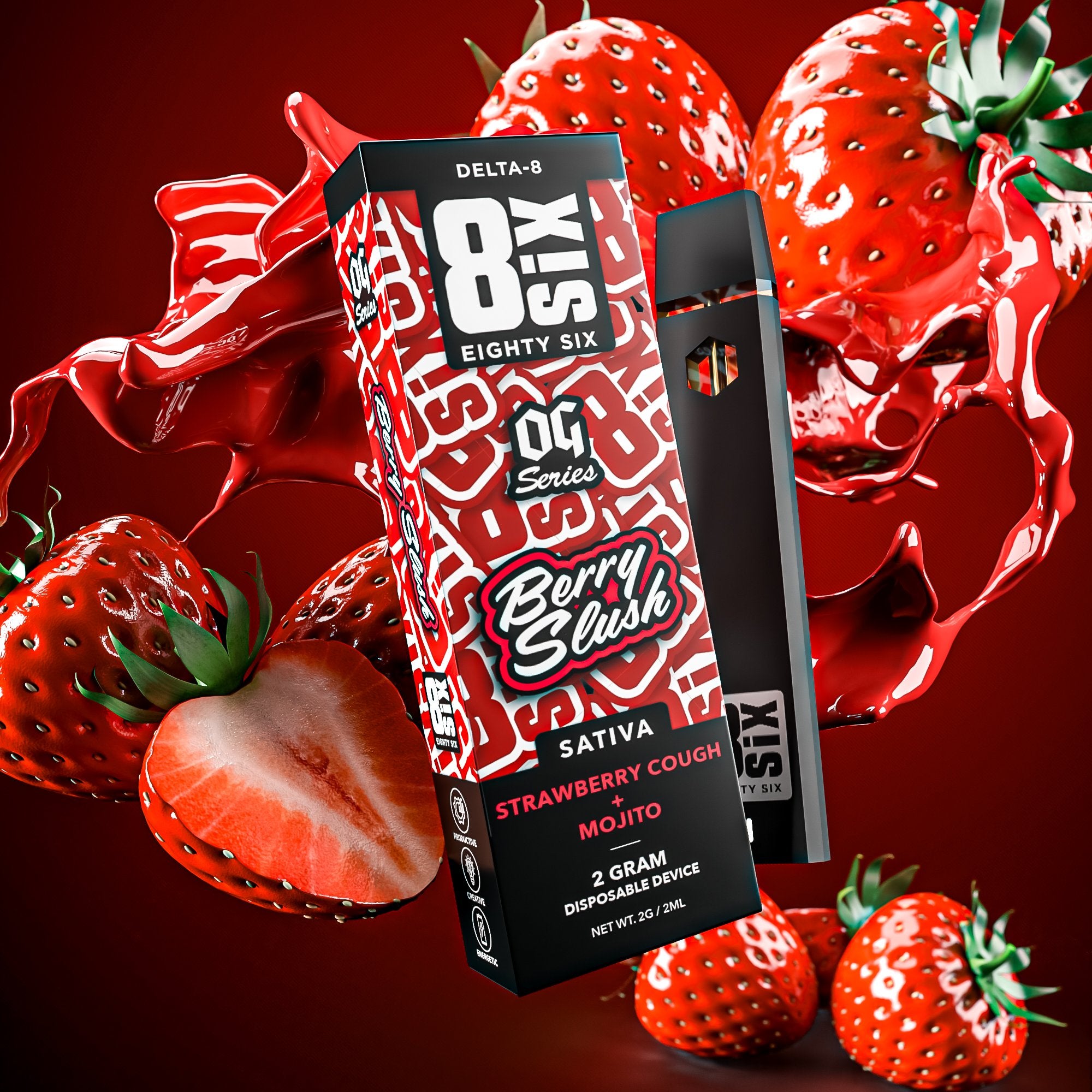 Strawberry Vape Pen | Shop Delta-8 Online | Eighty Six Strawberry Vape Pen | Shop Delta-8 Online | Eighty Six
