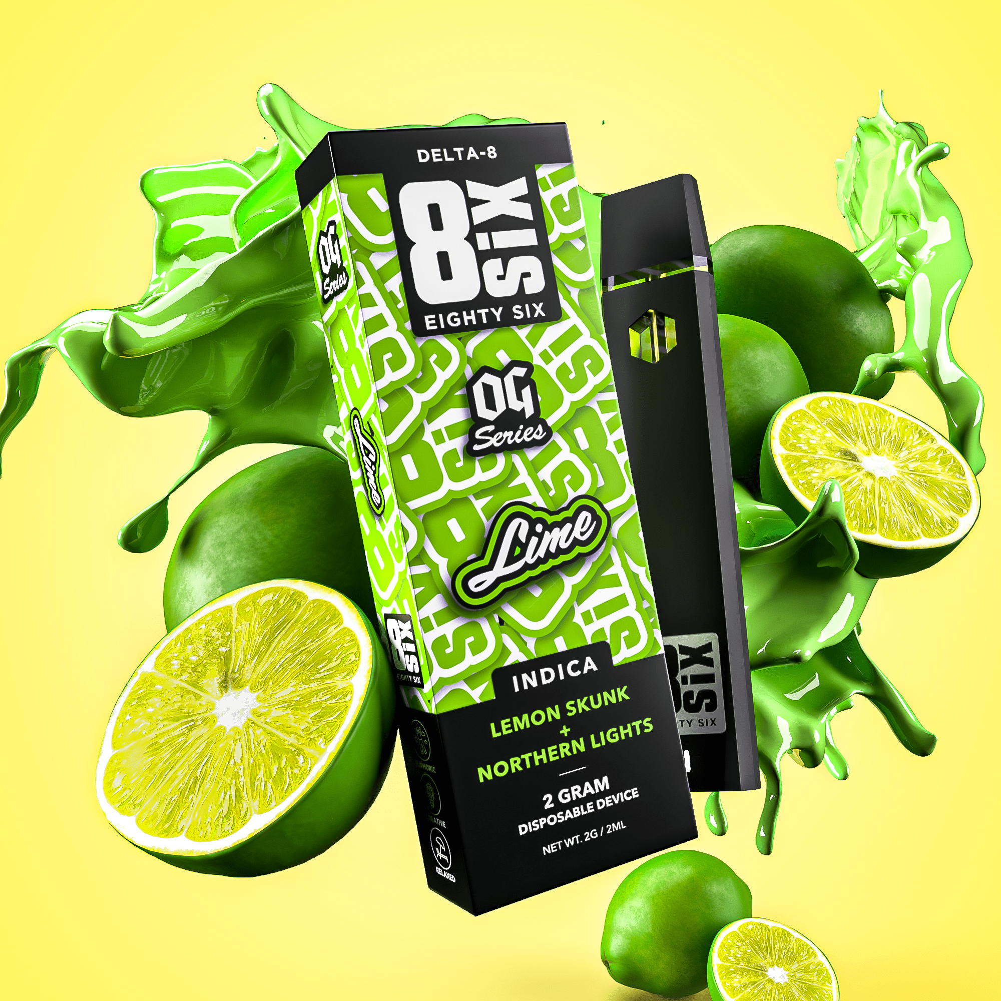Lime Indica Delta-8 Vape | Free Shipping + $75 | Eighty Six Lime Indica Delta-8 Vape | Free Shipping + $75 | Eighty Six
