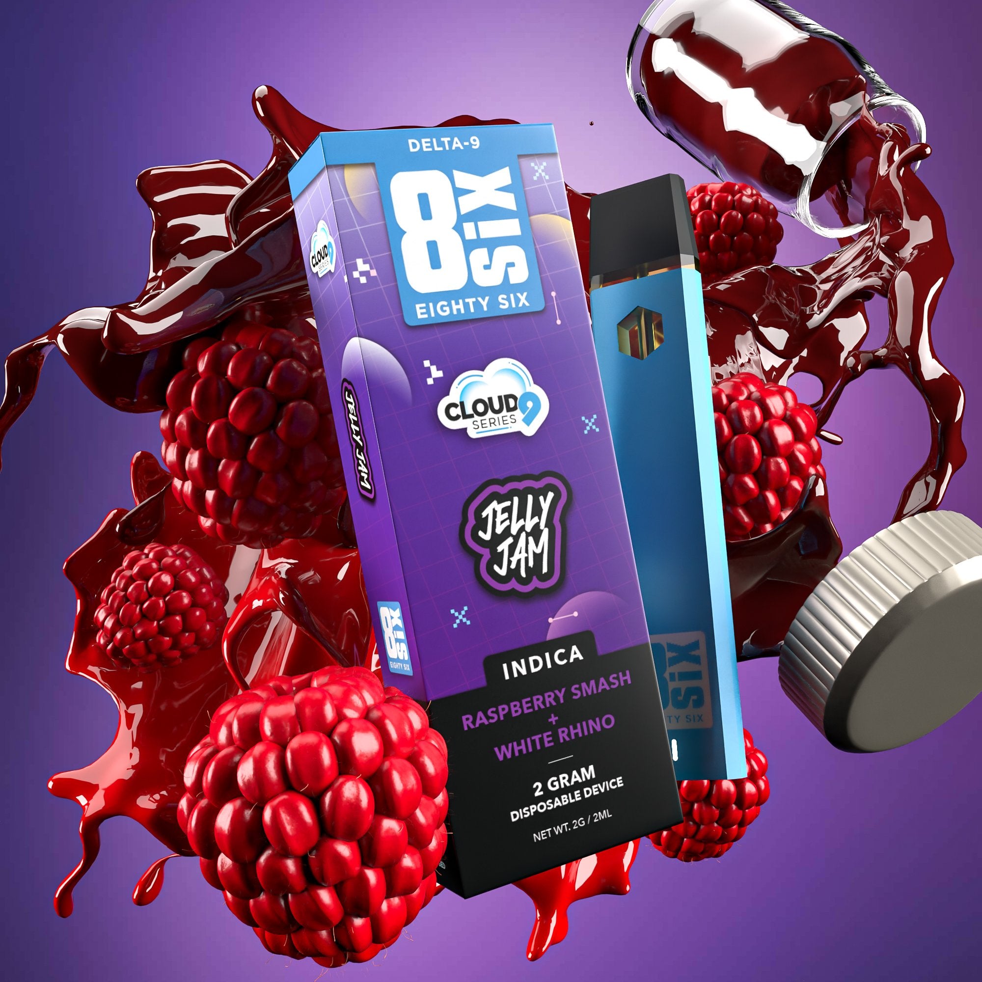 Jelly Jam Delta-9 THC 2G Disposable Vape (Raspberry Smash)