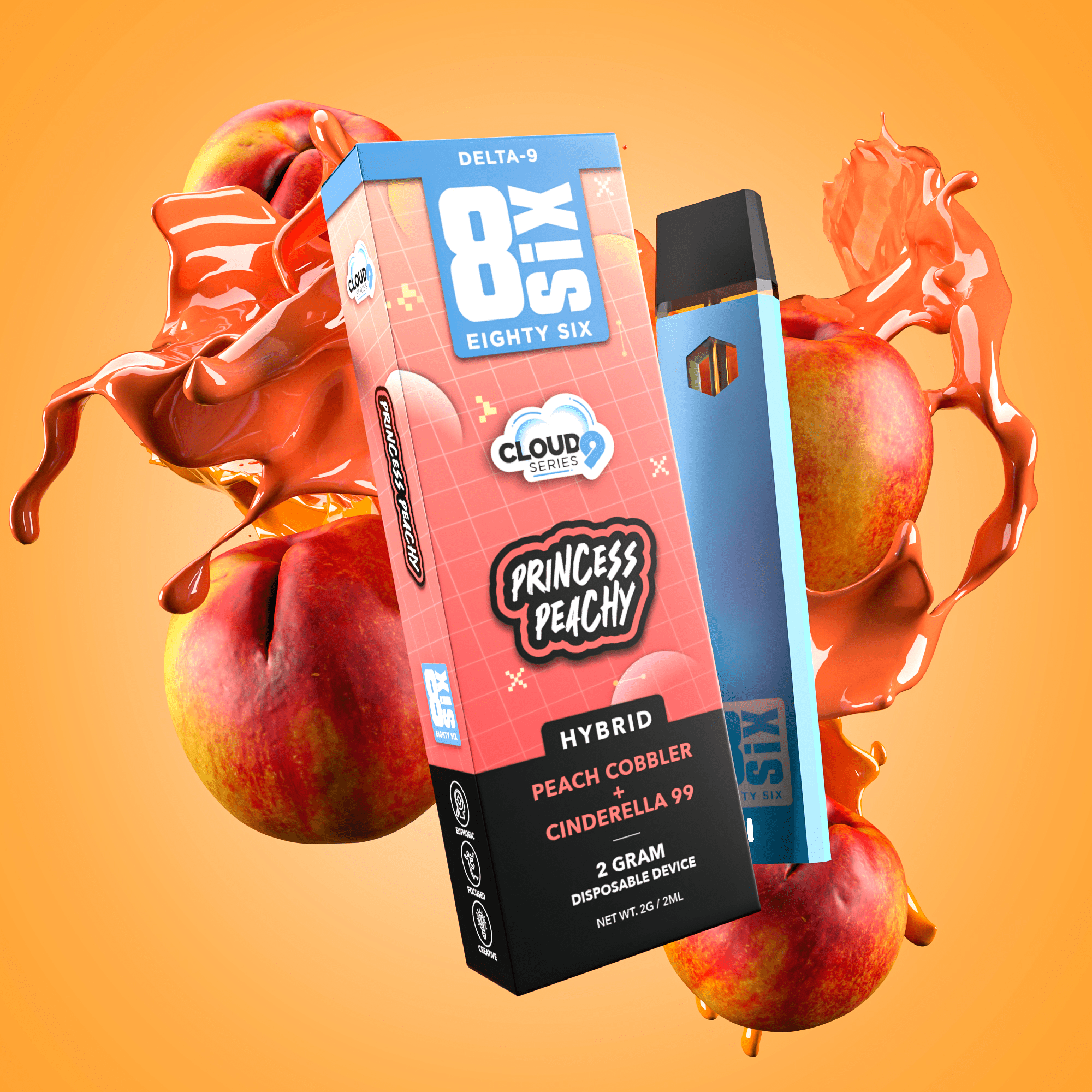 Princess Peachy Delta-9 THC 2G Disposable Vape (Peach Cobbler)