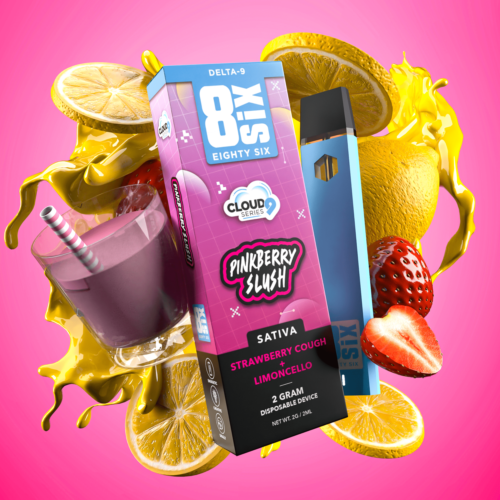 Pinkberry Slush Delta-9 THC 2G Disposable Vape (Strawberry Cough)