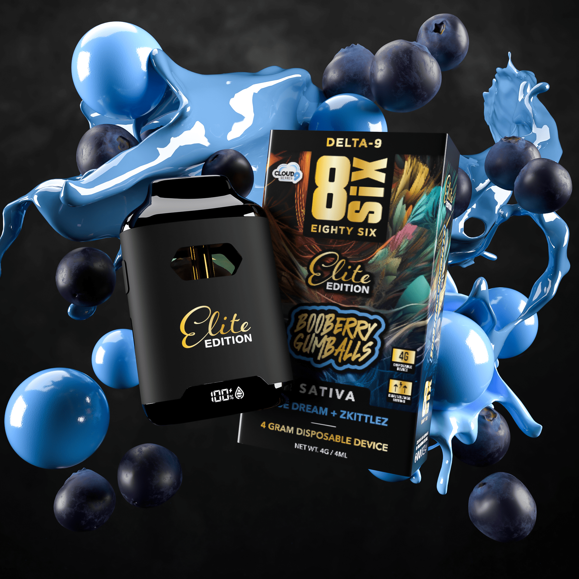 Booberry Gumballs Elite Edition Delta-9 THC 4G Disposable Vape (Blue Dream)