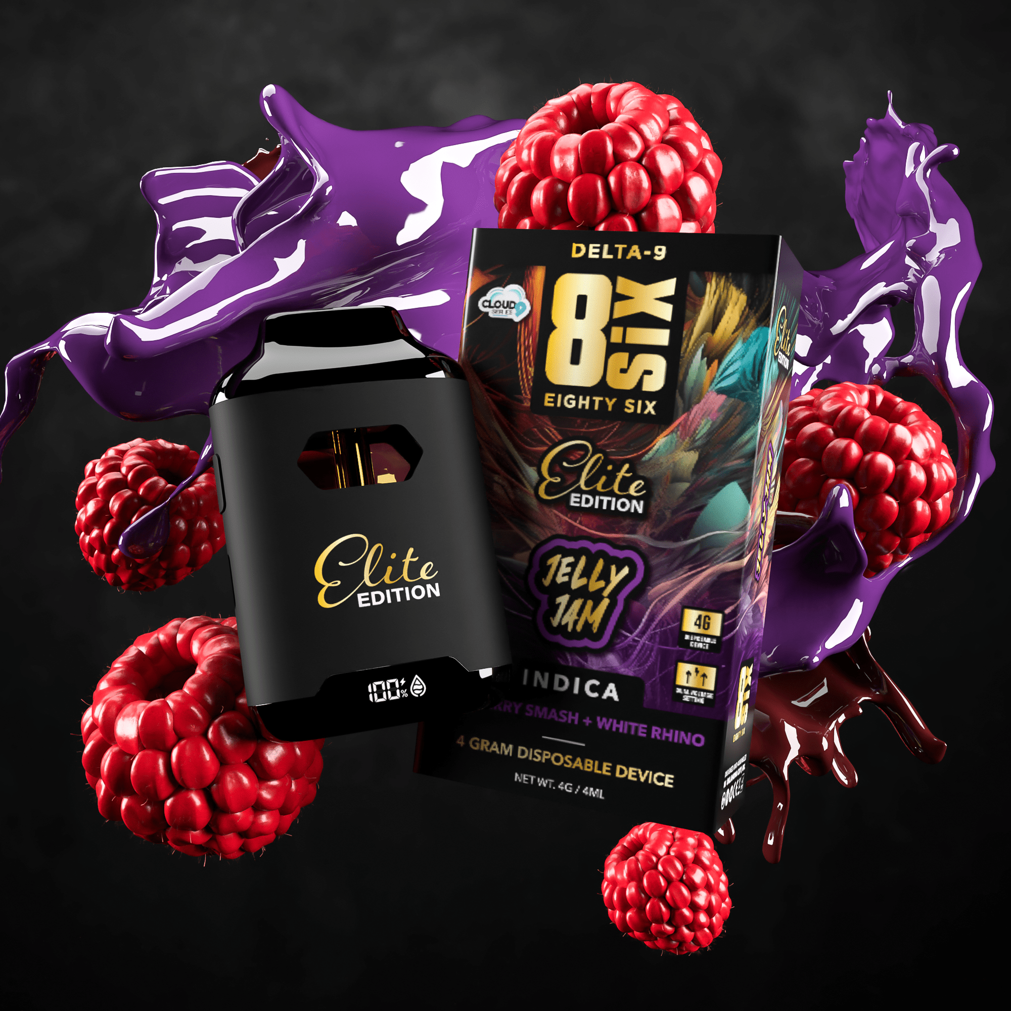 Jelly Jam Elite Edition Delta-9 THC 4G Disposable Vape (Raspberry Smash)