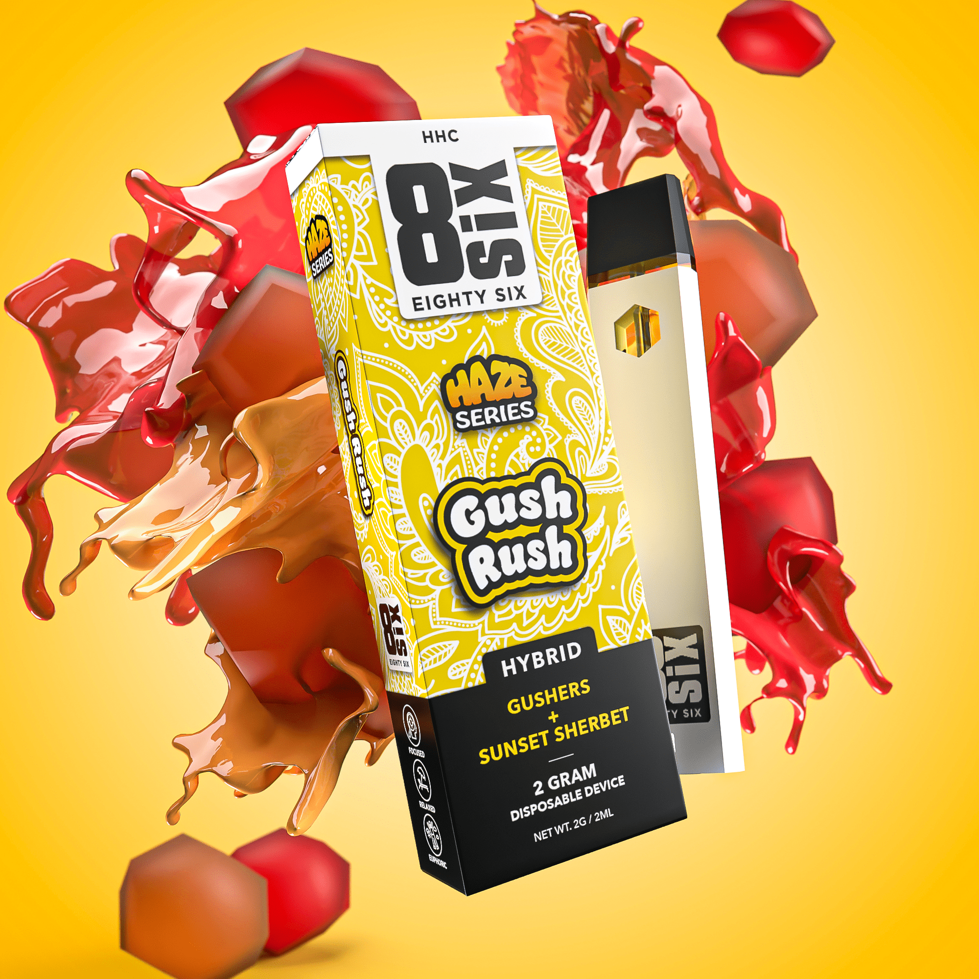 Gush Rush HHC 2G Disposable Vape (Gushers x Sunset Sherbet)
