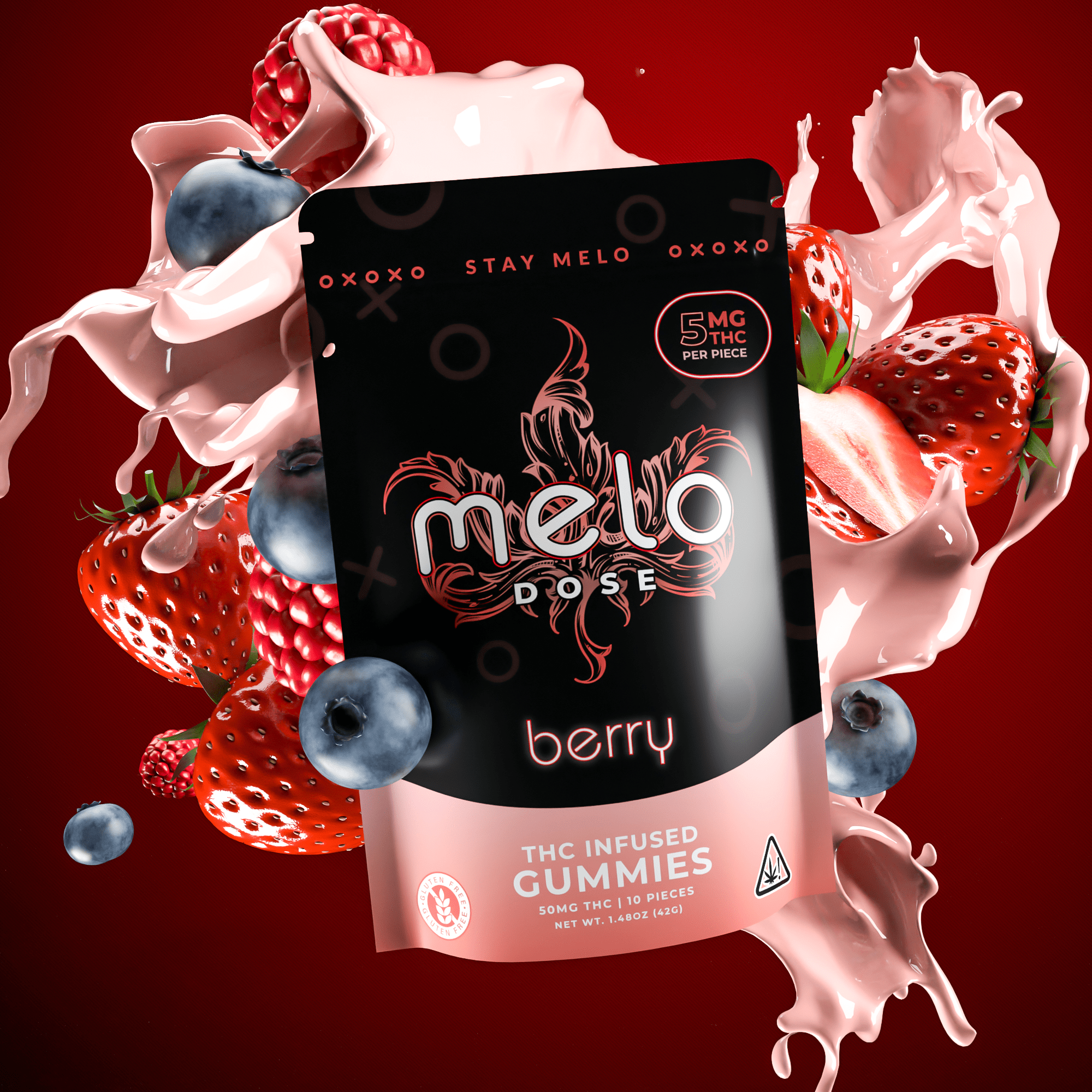 Melo Dose - Berry Delta-9 THC 50MG Edible Gummies