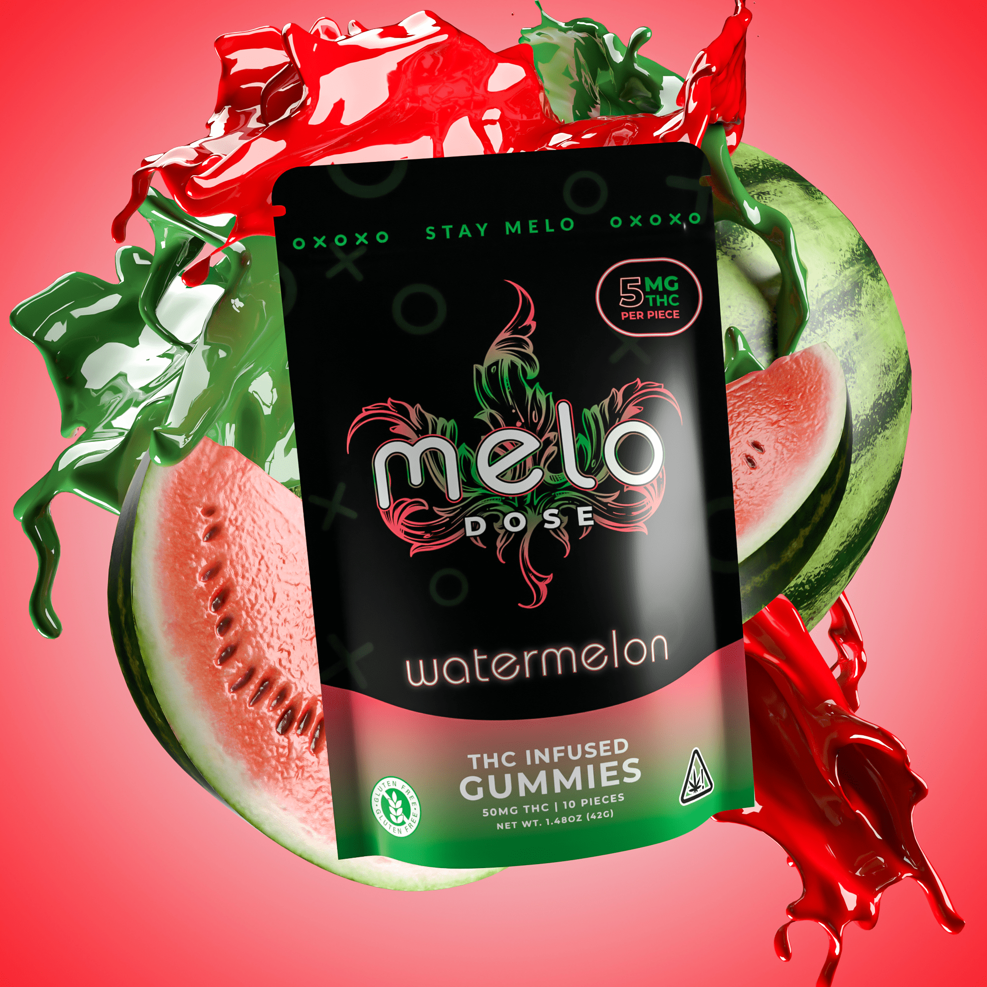 Melo Dose - Watermelon 50MG Delta-9 THC Gummies
