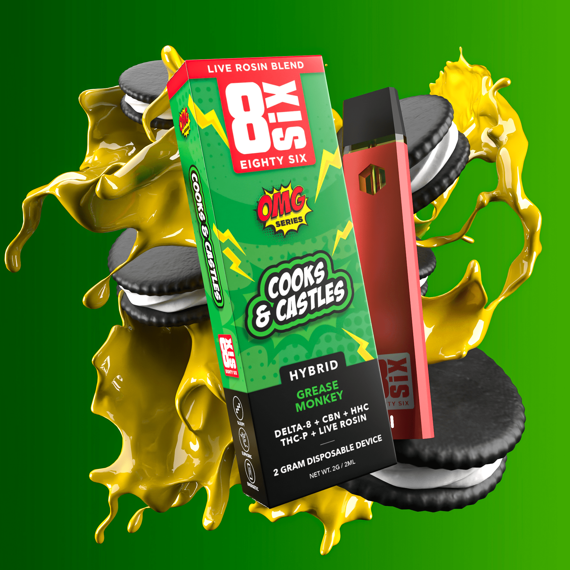 Cooks & Castles Live Rosin Blend 2G Disposable Vape (Grease Monkey)