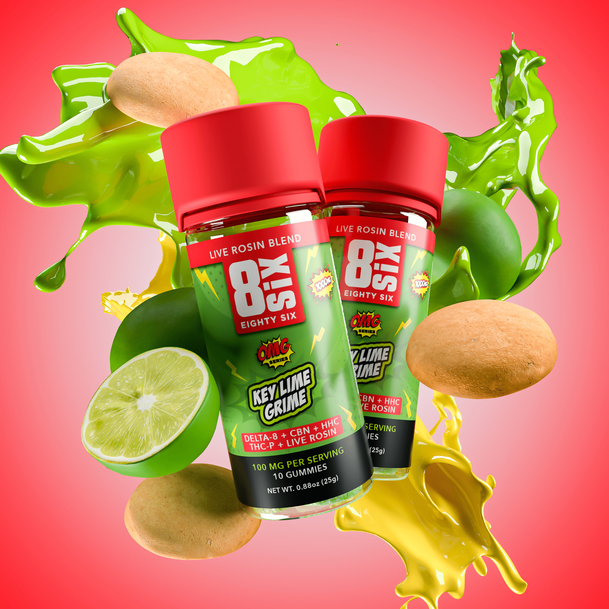 Key Lime Grime 1000MG Live Rosin Hybrid Gummies | Eighty Six Key Lime Grime 1000MG Live Rosin Hybrid Gummies | Eighty Six