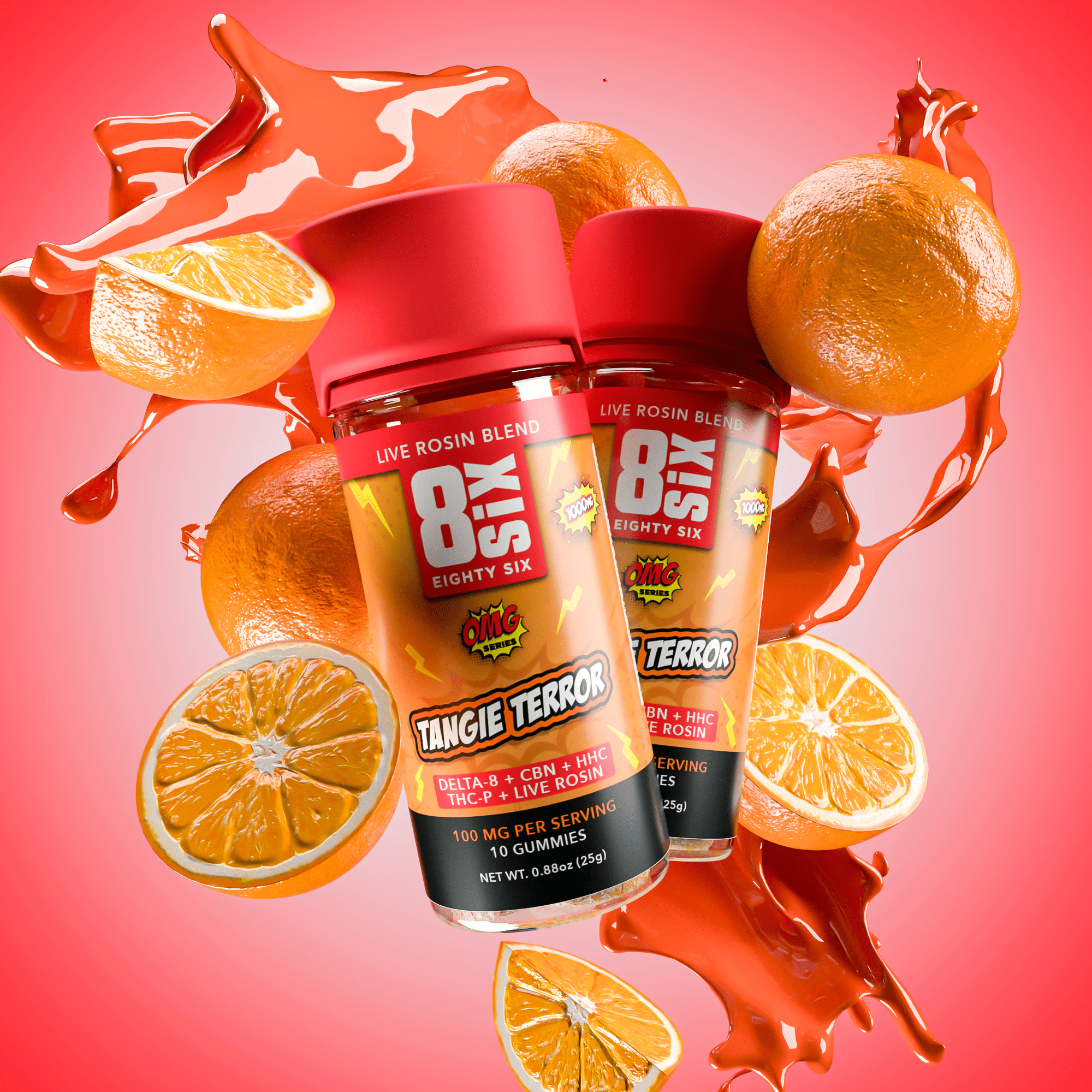 Tangie Terror Live Rosin Gummies | GMO-Free | Eighty Six