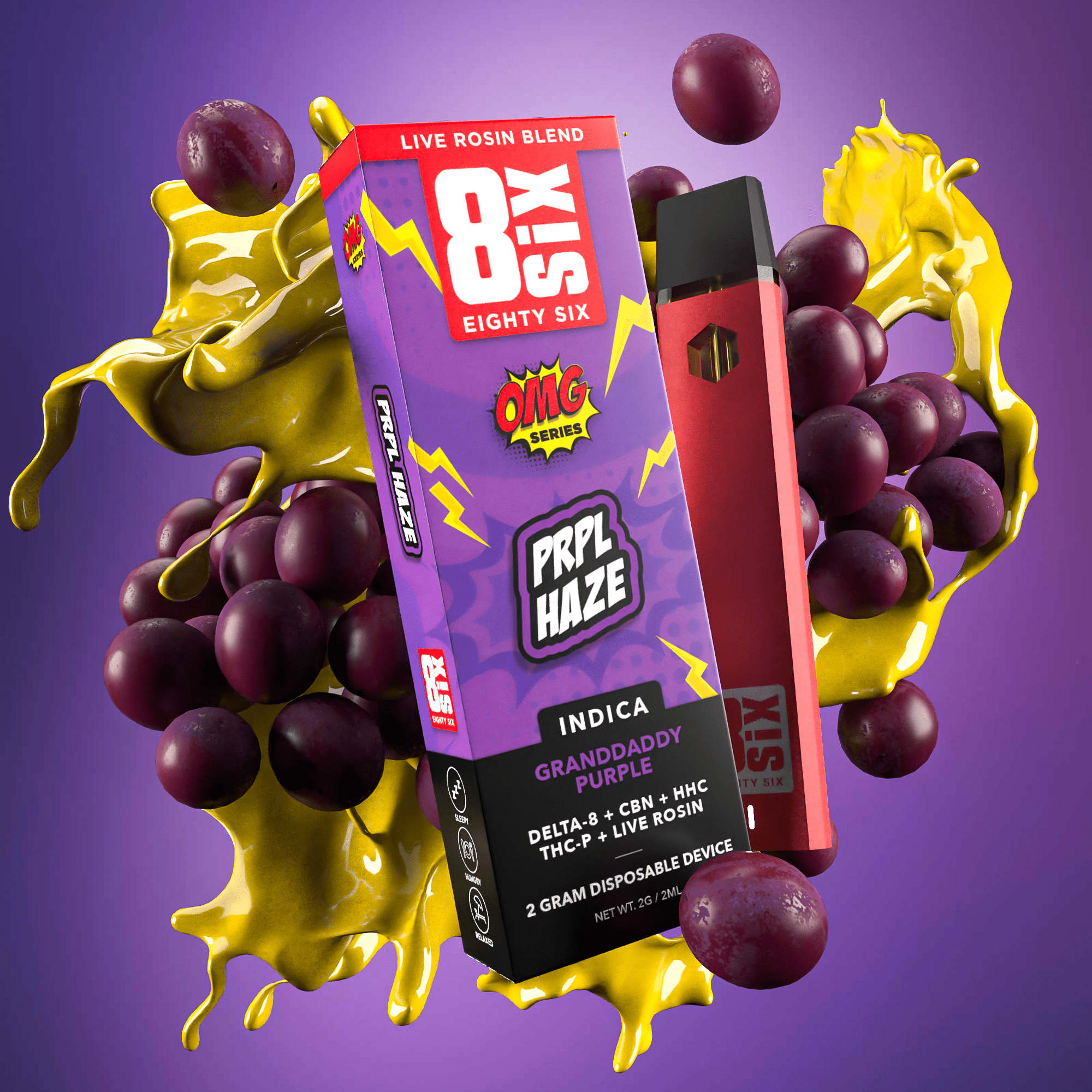 PRPL Haze Live Rosin Blend 2G Disposable Vape (Granddaddy Purple)