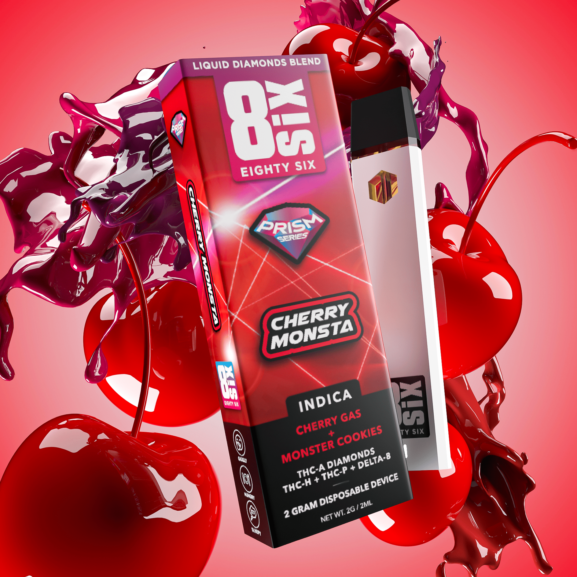 Cherry Monsta THCa Liquid Diamonds 2G Disposable Vape (Cherry Gas)