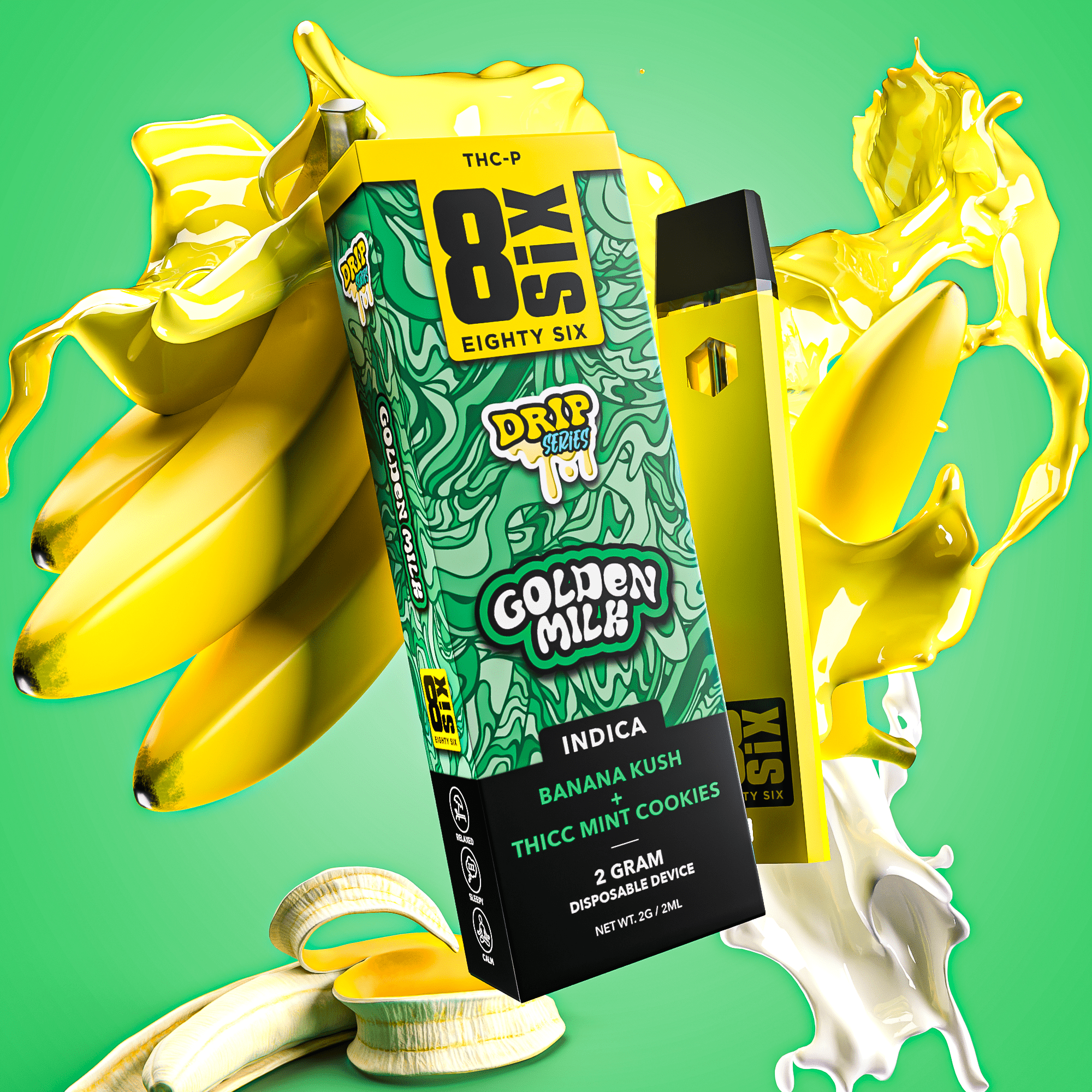 Golden Milk THC-P 2G Disposable Vape (Banana Kush)