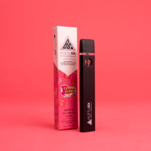 Cereal Killer Delta-8 THC Disposable with its respective box on a pink background.