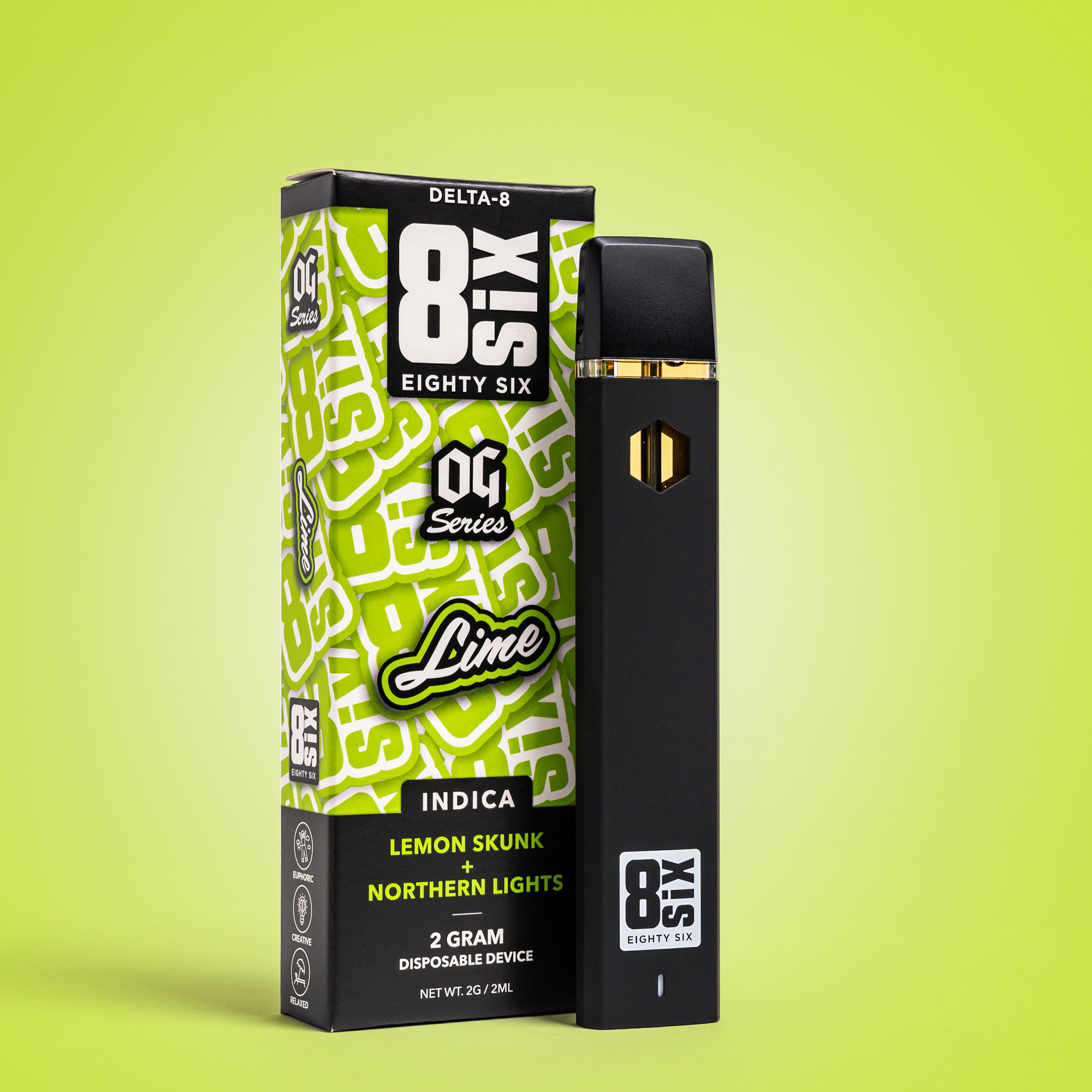 Eighty Six Lime Delta-8 THC 2G Disposable - Lemon Skunk