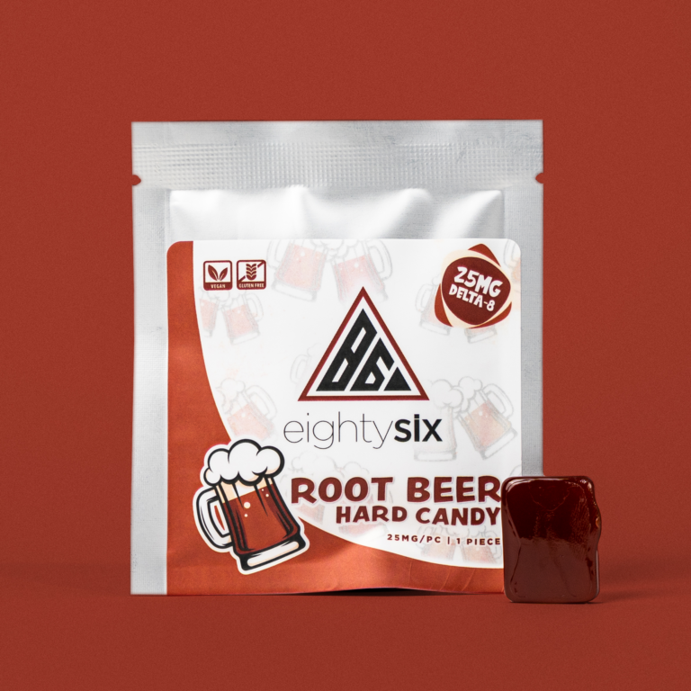 Root Beer Delta-8 hard candy from Eighty Six
