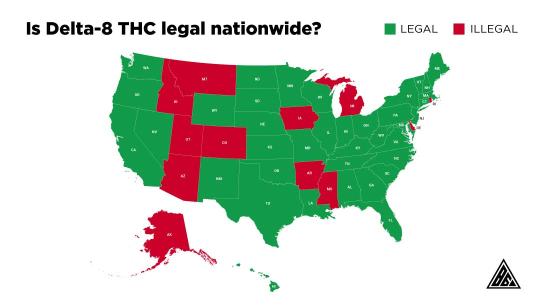 a map of states where delta-8 is legal